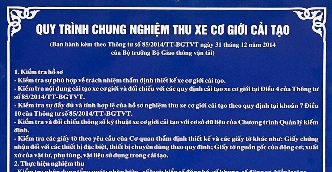 Quy trình chung nghiệm thu xe cơ giới cải tạo