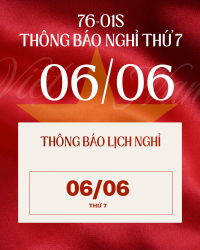 THÔNG BÁO LỊCH NGHỈ THỨ 7, NGÀY 06/06/2026